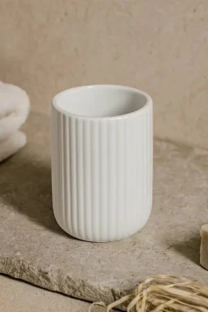 Bicchiere portaspazzolini da appoggio in ceramica bianco color Miglior Prezzo