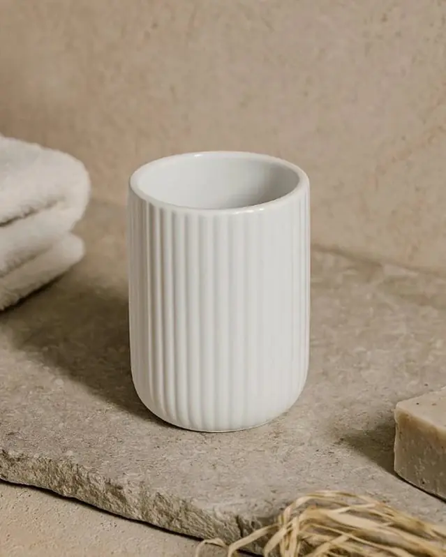 Bicchiere portaspazzolini da appoggio in ceramica bianco color Miglior Prezzo