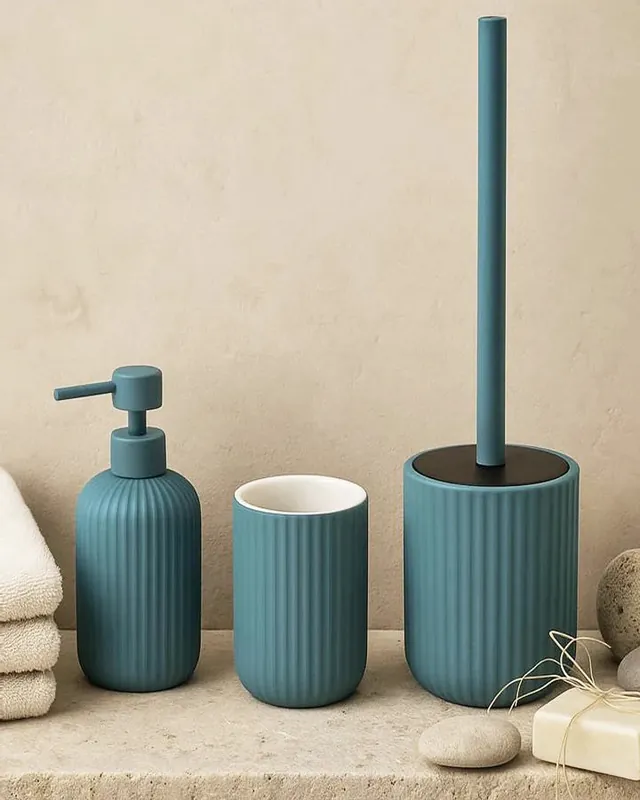 Set accessori bagno in ceramica blu pastello Color 3pz Must-Have