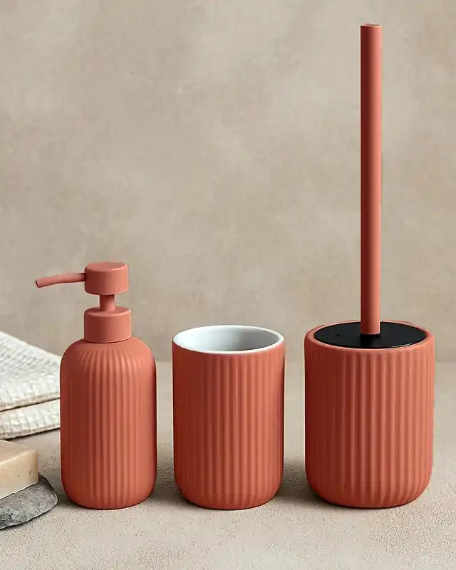 Set accessori bagno in ceramica rosso mattone Color 3pz Ordina Subito