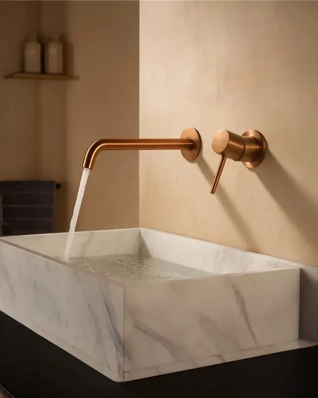 Solo Oggi Rubinetto lavabo da incasso a muro oro rosa spazzolato Memo