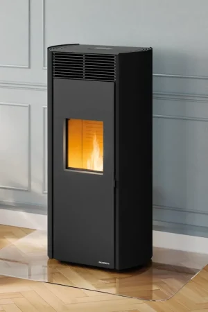 Vendita Finale Stufa a pellet ermetica in acciaio verniciato nera con fianchi arrotondati Ecofire Clelia 13 Palazzetti 805806990