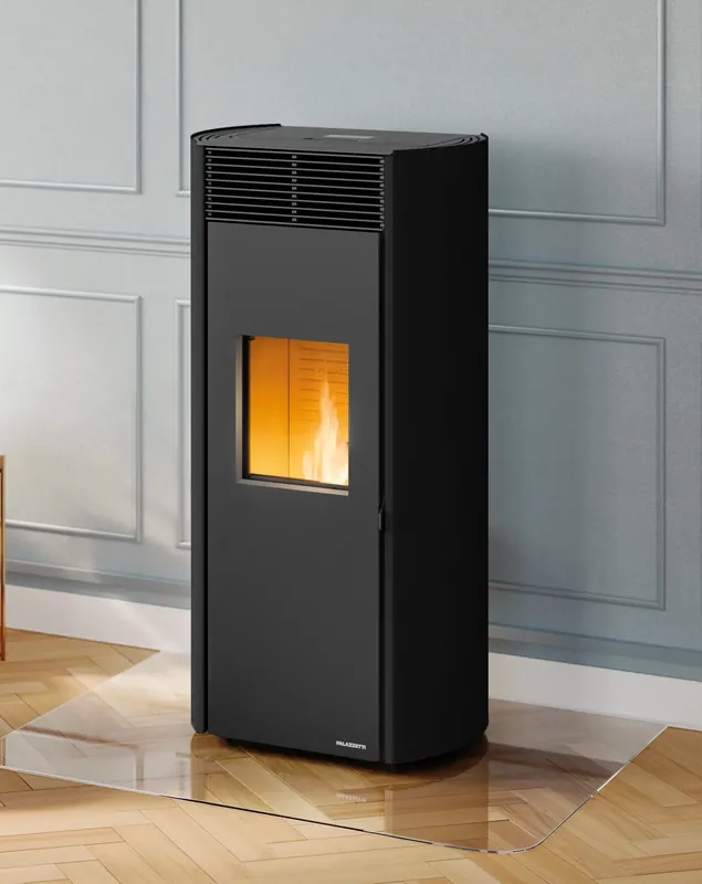 Vendita Finale Stufa a pellet ermetica in acciaio verniciato nera con fianchi arrotondati Ecofire Clelia 13 Palazzetti 805806990