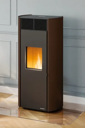 Ultimissimo Modello Clelia 13 Palazzetti Stufa a pellet ermetica in acciaio verniciato moka con fianchi arrotondati Ecofire 805806991