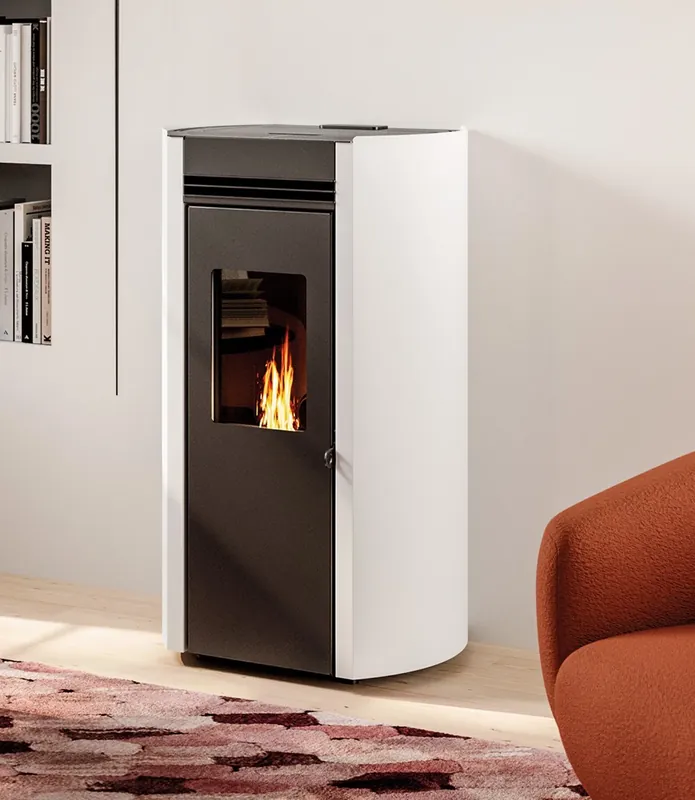 Compra Online Stufa a pellet ad aria in acciaio verniciato bianco Ecofire Flo 6 Palazzetti 805809801
