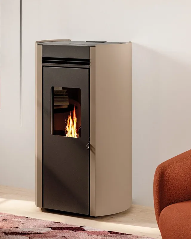 Offerta Lampo Flo 6 Palazzetti Stufa a pellet ad aria in acciaio verniciato caffellatte Ecofire 805809802