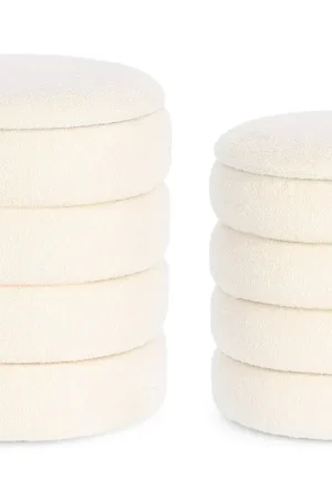 Super Prezzo Andrea Bizzotto Katerina Set 2 Pouf Contenitore Boucle Bianco 0721628