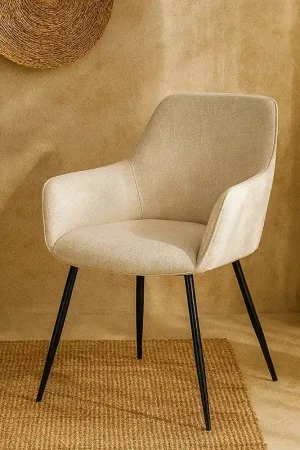 Andrea Bizzotto Cora sedia in tessuto beige e gambe nero 0730124 Offerta Speciale