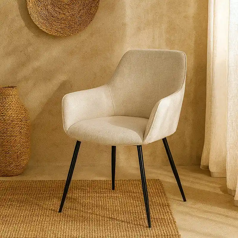 Andrea Bizzotto Cora sedia in tessuto beige e gambe nero 0730124 Offerta Speciale