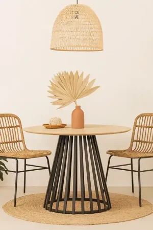 Promozione Esclusiva Andrea Bizzotto Cillian tavolo 120 cm tondo natural nero 0732247