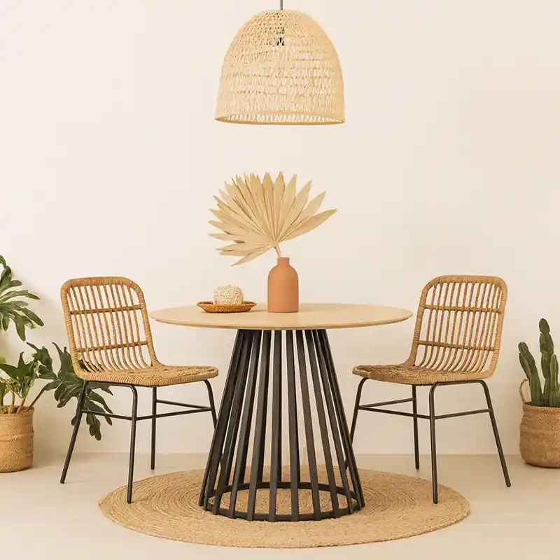 Promozione Esclusiva Andrea Bizzotto Cillian tavolo 120 cm tondo natural nero 0732247
