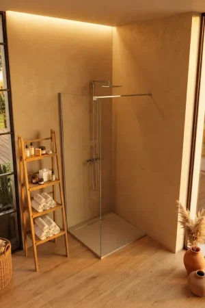 A Buon Prezzo Walk in 90 cm parete doccia vetro temperato 6 mm 195 H cromo Linje