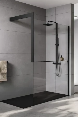 Novellini Kuandra H Parete doccia 117 a 120 cm H 200 nero opaco Più Venduto