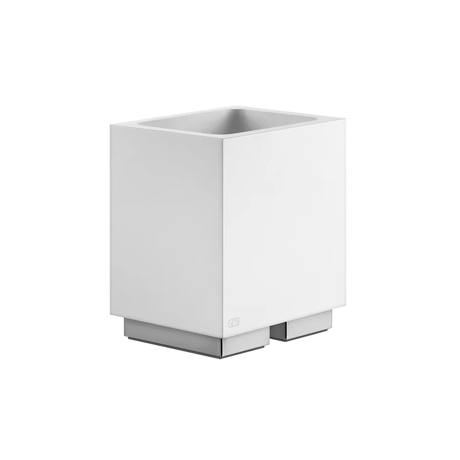 Bicchiere portaspazzolini da appoggio bianco cromo Rettangolo 20831 Gessi Offerta Del Giorno
