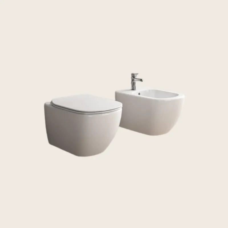 Ideal Standard Coppia sanitari sospesi vaso rimless e bidet con sedile rallentato slim bianco lucido Tesi Ideal Standard T457001 + T536001 Professionale