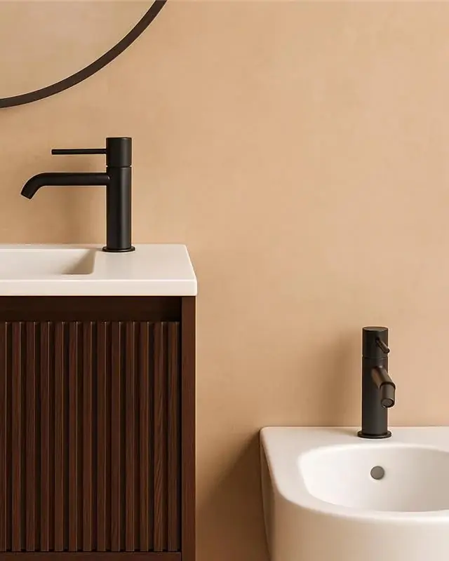 Coppia rubinetti lavabo e bidet senza scarico ottone nero opaco Memo Compra Adesso