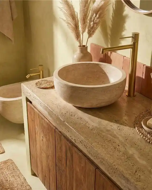 Coppia rubinetti lavabo alto e bidet senza scarico oro spazzolato Melin Offerta Speciale