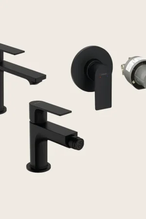 Compra Adesso Hansgrohe Rebris E Set miscelatori lavabo coolstart bidet con scarico e doccia 1 via e parte incasso Nero Opaco