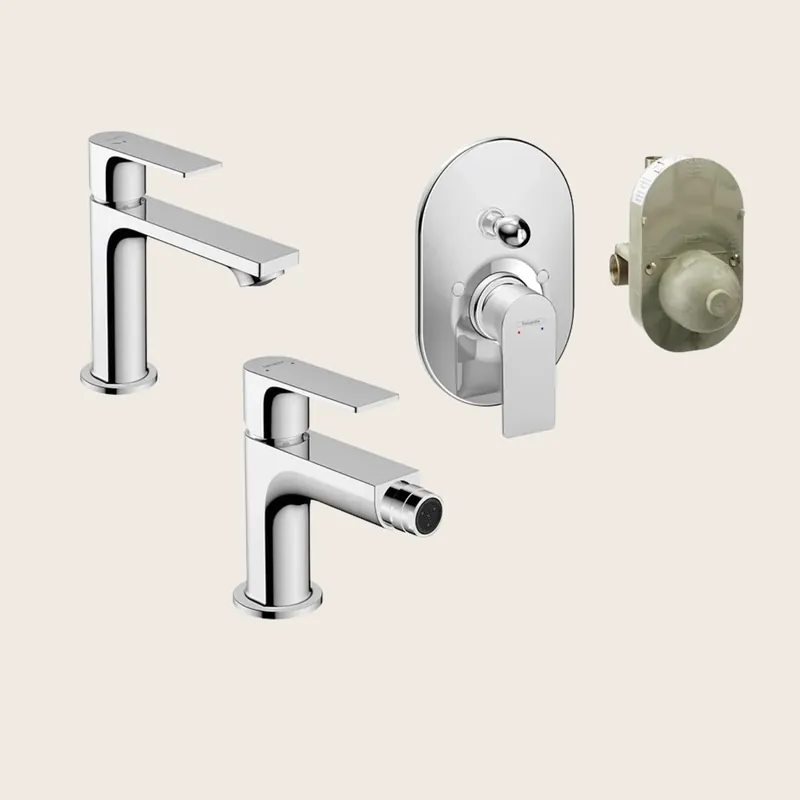 Hansgrohe Rebris E Set miscelatori lavabo e bidet con scarico e doccia 2 vie con parte incasso cromo Offerta Limitata