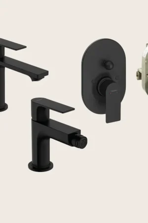 Spedizione Espresso Hansgrohe Rebris E Set Miscelatori Lavabo Coolstart Bidet con scarico e Doccia 2 vie e parte incasso Nero Opaco