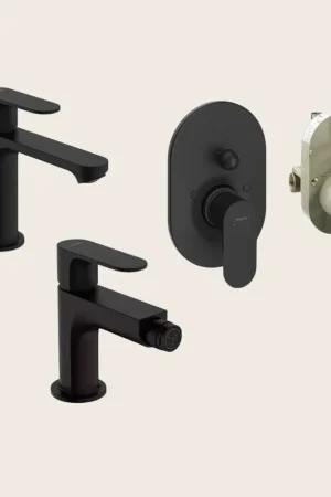 Hansgrohe Rebris S Set Miscelatori Lavabo Coolstart Bidet con scarico e Doccia 2 Vie e Parte Incasso Nero Opaco Consegna Rapida
