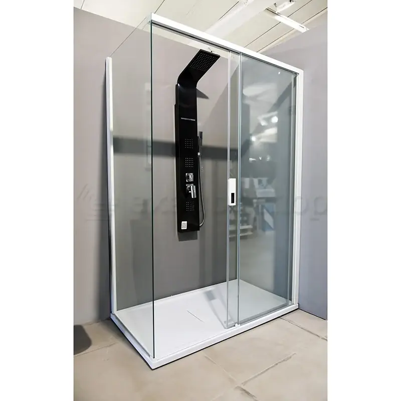 Pagamento Sicuro Novellini Opera Box doccia 140x80 uno scorrevole H 200 vetro 8 mm profilo bianco opaco