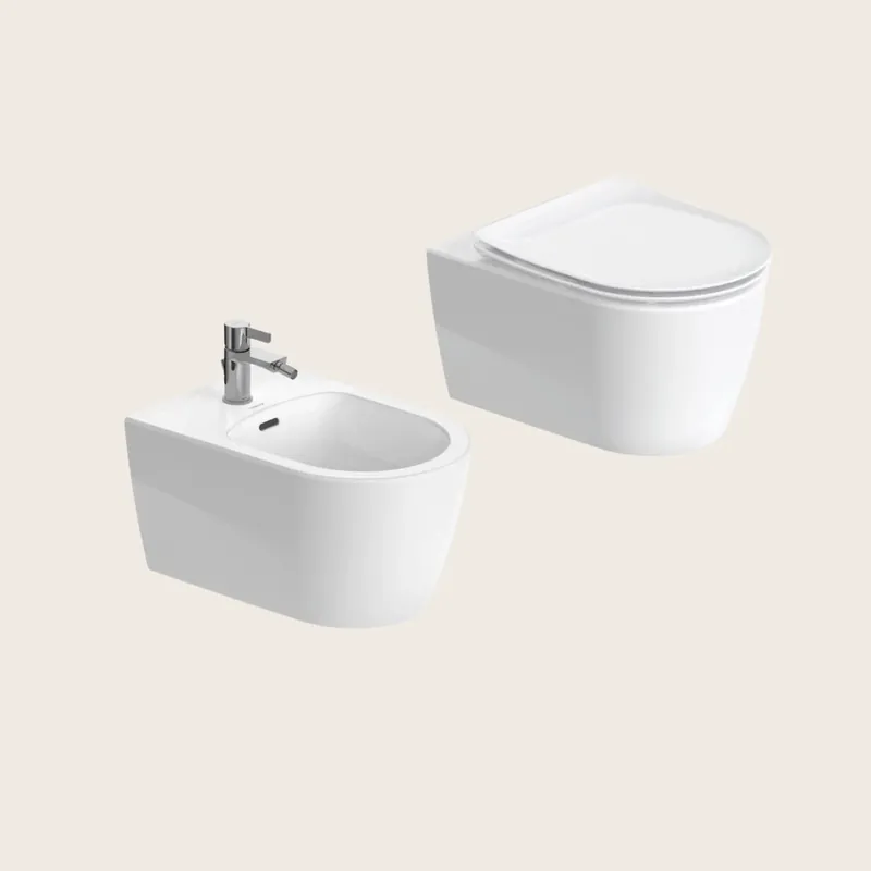 Saldi Duravit Soleil Coppia Sanitari Vaso e Bidet Sospesi senza brida con sedile soft close bianco