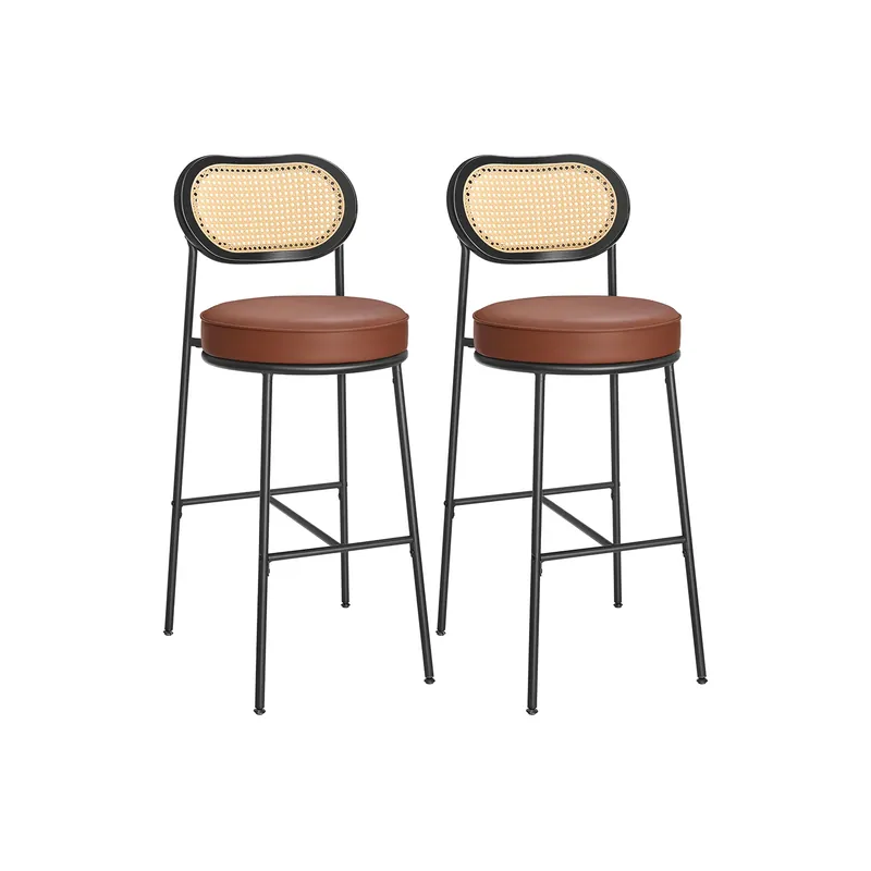 Set da 2 Sgabelli da Bar Sedie da Cucina con Schienale Marrone Caramello Promozione