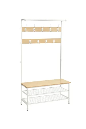 Appendiabiti, Grande Mobile da Ingresso con Panca, 9 Ganci, Scarpiera, Barra Attaccapanni, 41,5 x 100 x 182 cm Affare