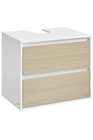 Ultimissimo Modello Mobile Sottolavabo Sospeso per Bagno Bianco Nuvola e Beige Naturale
