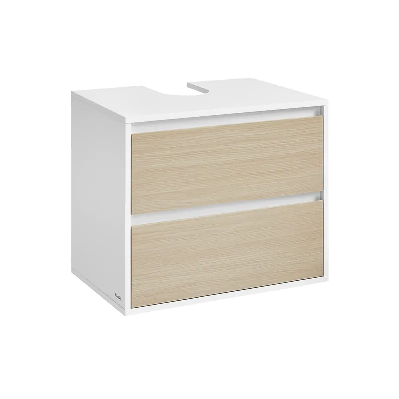 Ultimissimo Modello Mobile Sottolavabo Sospeso per Bagno Bianco Nuvola e Beige Naturale
