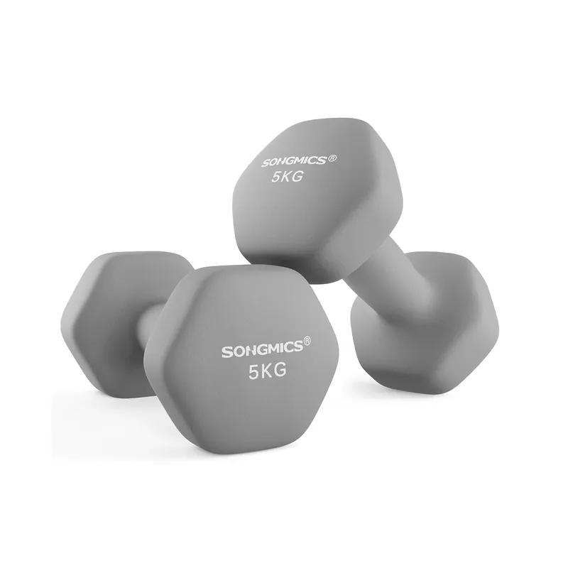 Set di 2 Manubri 2x5 kg con Superficie in Vinile Grigio Prezzo Ridotto