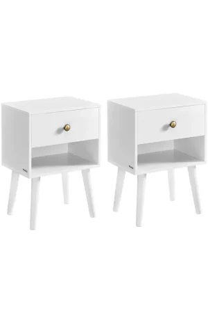 Ultimissimo Modello Set di 2 Tavolini con Cassetto e Scomparto Aperto