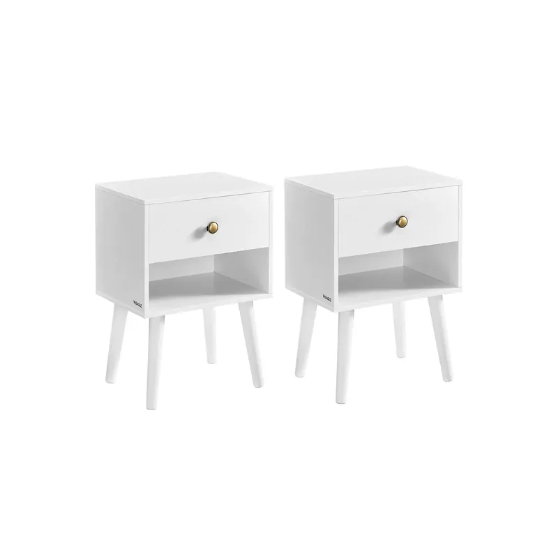 Ultimissimo Modello Set di 2 Tavolini con Cassetto e Scomparto Aperto