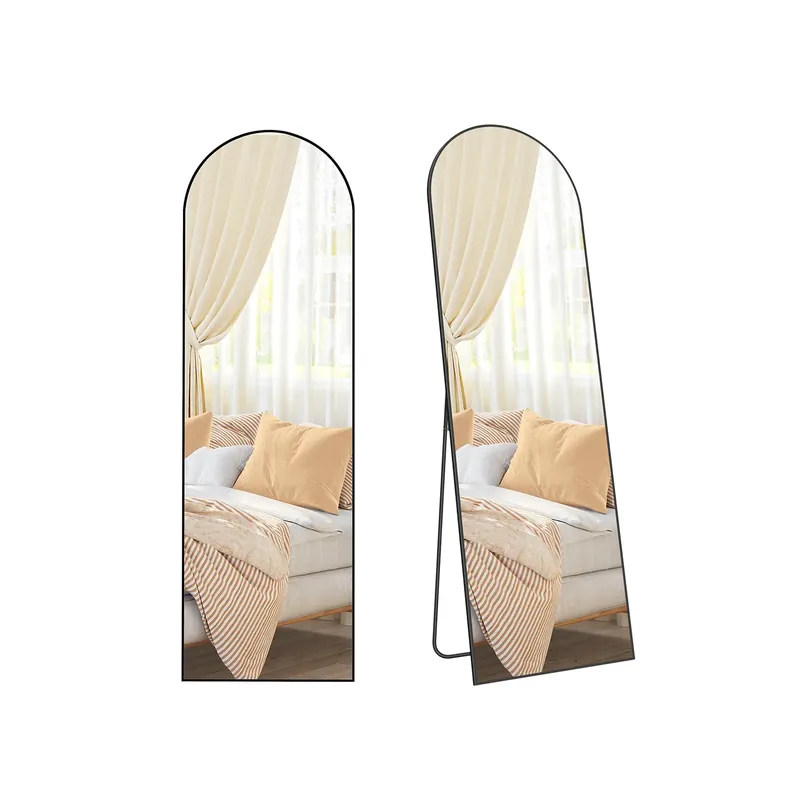 Subito Disponibile Specchio ad Arco a Figura Intera con Supporto 160 x 50 cm Nero Inchiostro