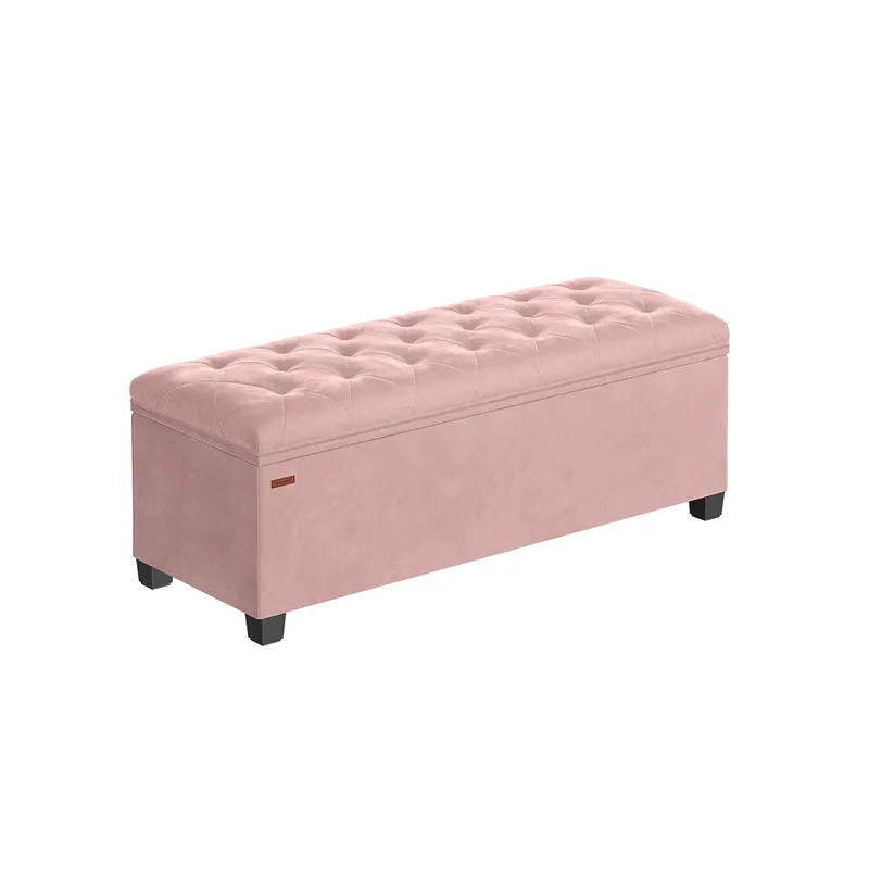 Cassapanca Pouf Contenitore Poggiapiedi con Gambe in Legno Economico