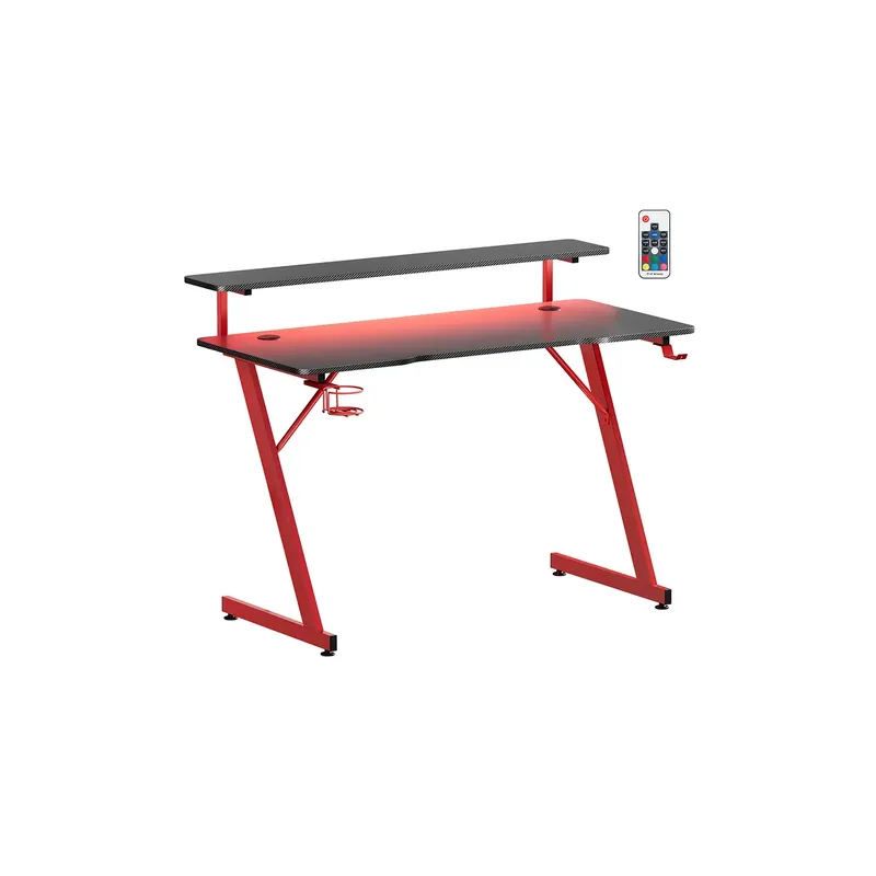 Super Prezzo Scrivania da Gaming con Luci LED Portabicchieri e Gancio Nero e Rosso