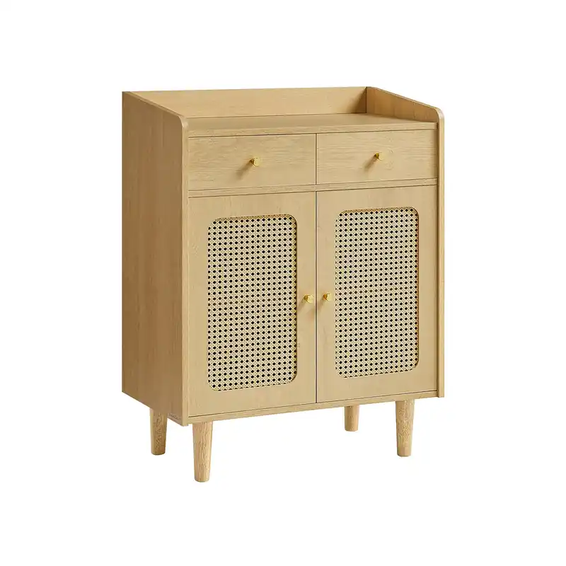 Occasione Imperdibile BOHOVEN Collezione Credenza con Ante Effetto Rattan e Cassetti Beige Rovere