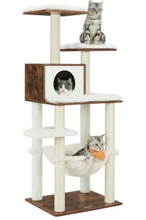 Albero tiragraffi moderno per gatti con amaca e cuccia Prezzo Scontato