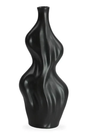 Alva vaso in ceramica nero 25 cm Pagamento Sicuro