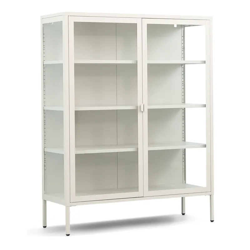 Herman Vetrina - Metallo/beige vetro - 110x40x140 cm Promozione Esclusiva