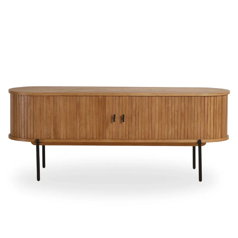 Offerta Florence - Tavolino porta TV con lamelle in quercia 138x40x55 cm