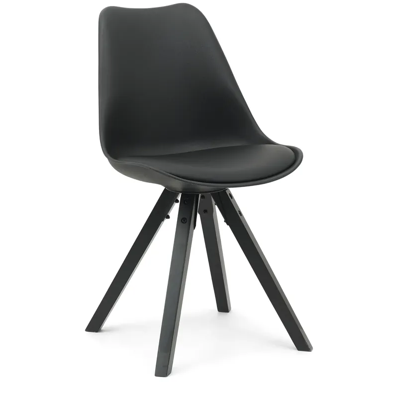 Aria - Sedia da pranzo nera con gambe in legno nero Reso Gratuito