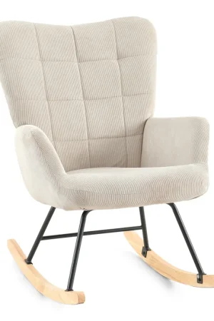 Allison - Poltrona dondolo con braccioli - velluto beige Offerta