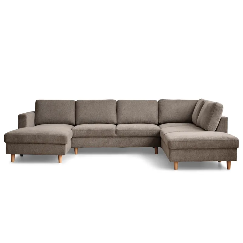 Jennifer - Sofà a U con chaise longue a sinistra in beige - L 300 x P 208 x H 82 cm Economico