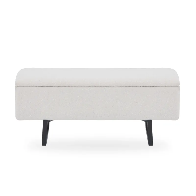 Malika panchina con contenitore in bouclé bianco 95x35x40 cm Nuovo Arrivo