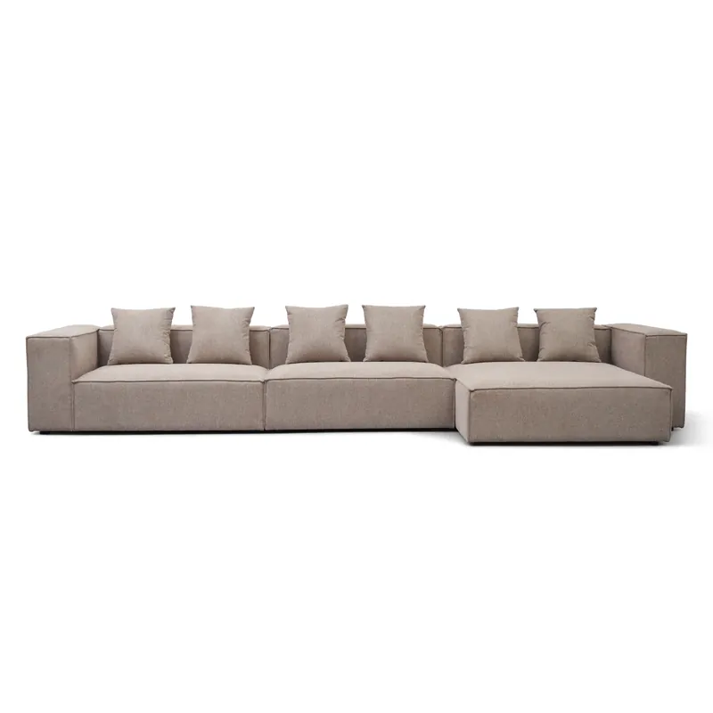Reso Gratuito Hailey - Divano modulare con chaise longue destra in sabbia con 3 moduli L 415 x P 148 x H 65 cm