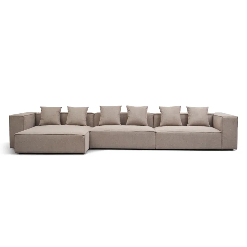 Hailey - Divano modulare con chaise longue sinistra in sabbia con 3 moduli L 415 x P 148 x H 65 cm Ultima Occasione
