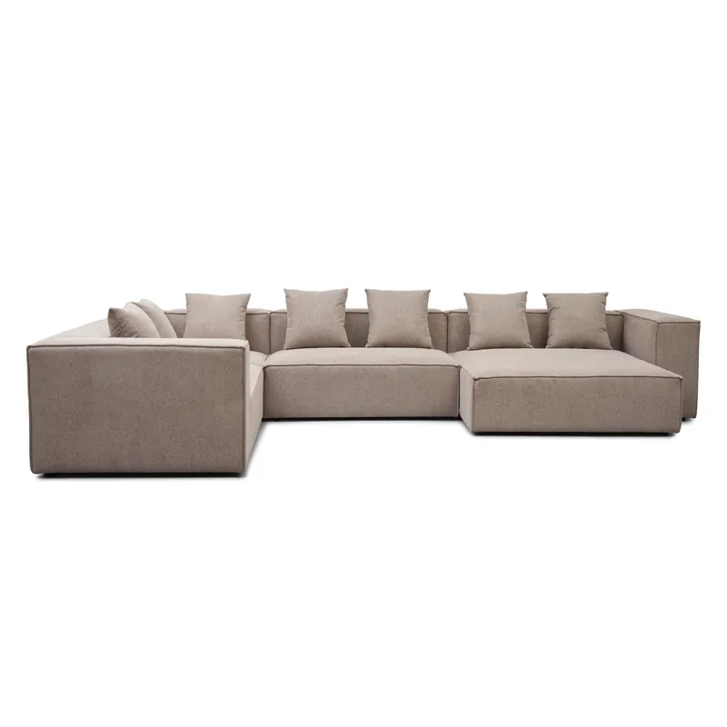 Più Venduto Hailey - Divano modulare a U in sabbia con 4 moduli - Chaise longue destra L 368 x P 247 x H 65 cm