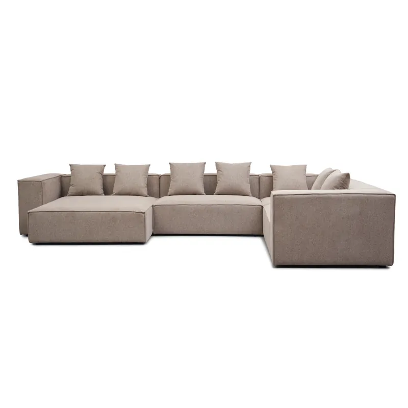 Offerta Lampo Hailey - Divano modulare a U in sabbia con 4 moduli - Chaise longue sinistra L 368 x P 247 x H 65 cm